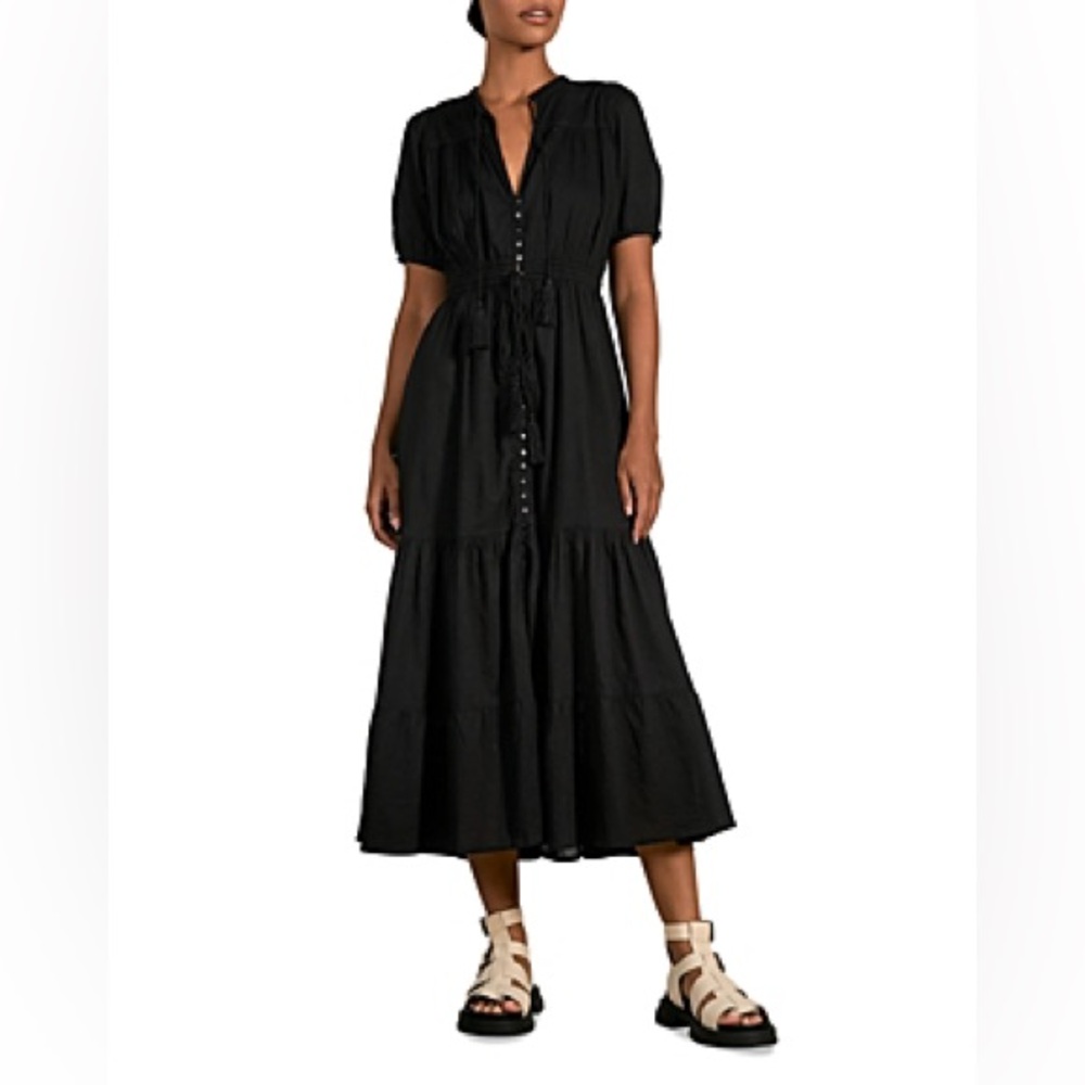 Elan Black Maxi S/S Button Front Dress Size S